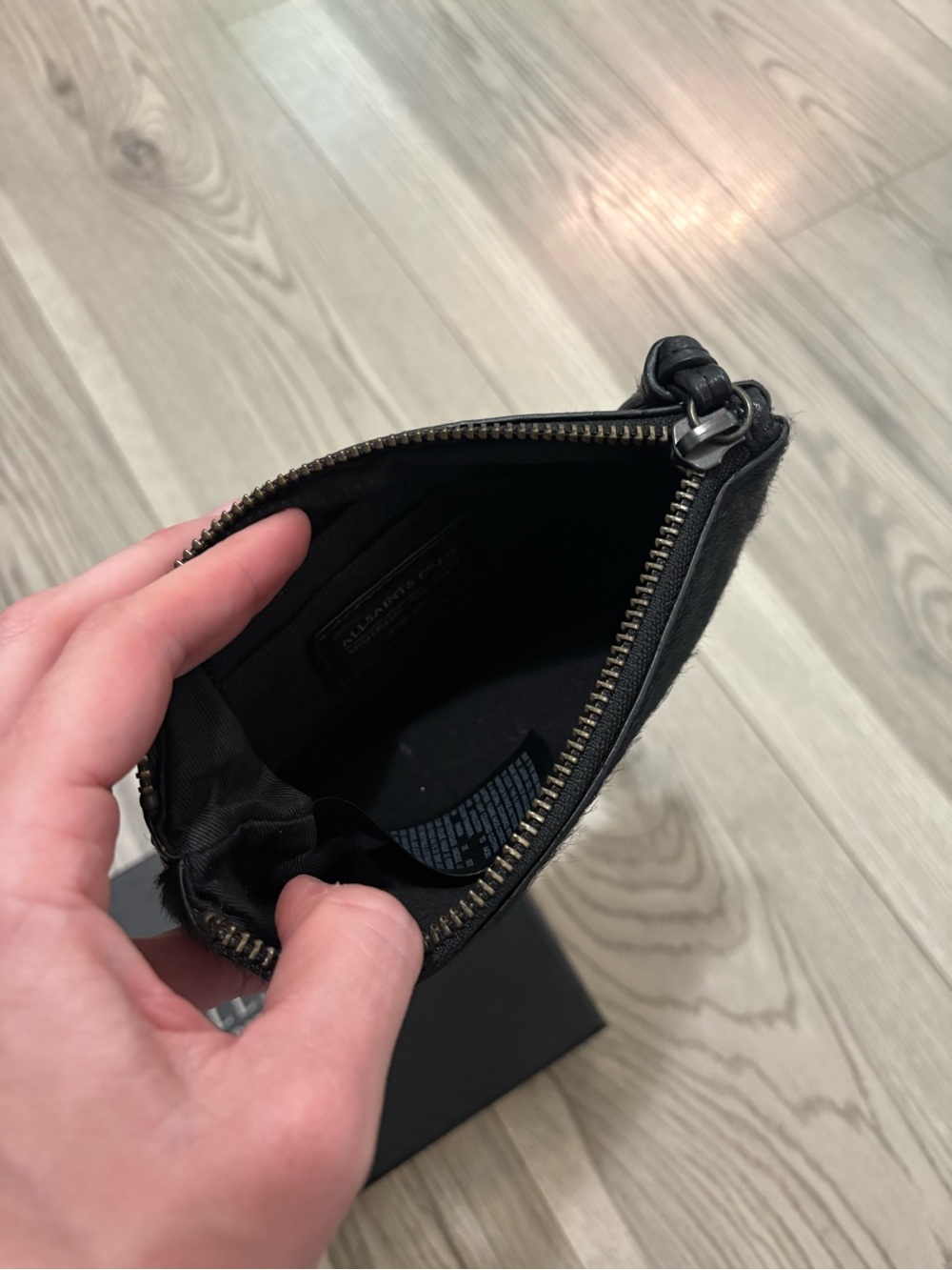 AllSaints Black Leather/Hide Pouch New In Box - Picture 4 of 7